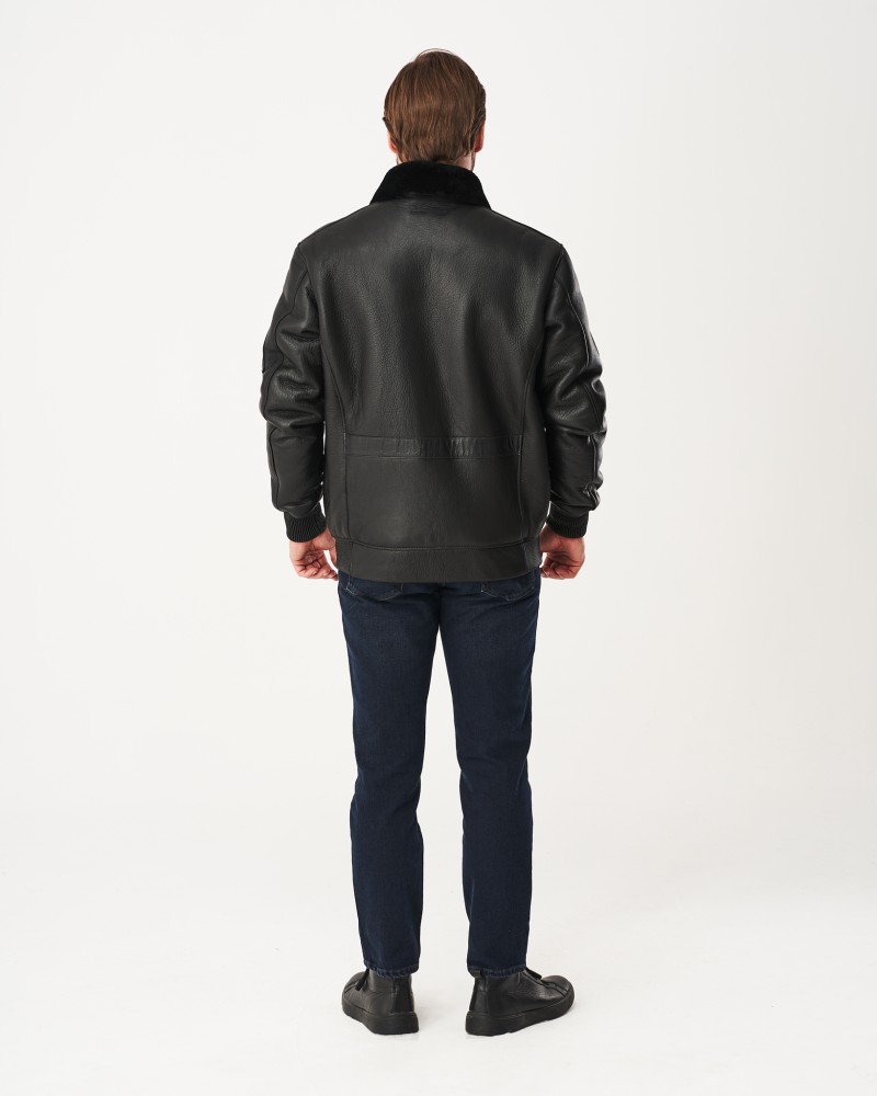 Kożuch męski z kołnierzem futrzanym, idealna na zimowe dni