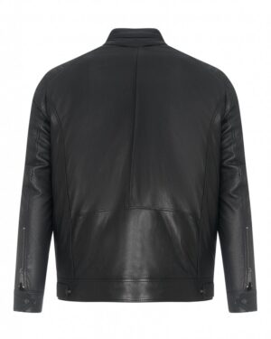 Kurtka skórzana męska w kolorze czarnym, z prostym krojem i suwakami na rękawach