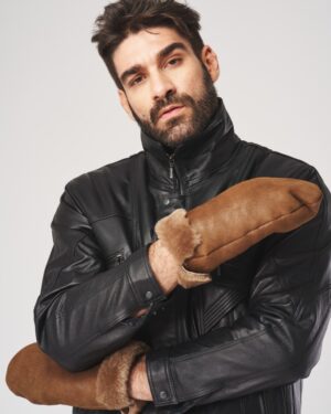 Brązowe rękawiczki skórzane męskie z prostym klasycznym fasonem