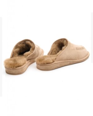 Kapcie męskie skórzane z naturalnym futrem, wygodne i ciepłe, idealne do użytku domowego, elegancki design