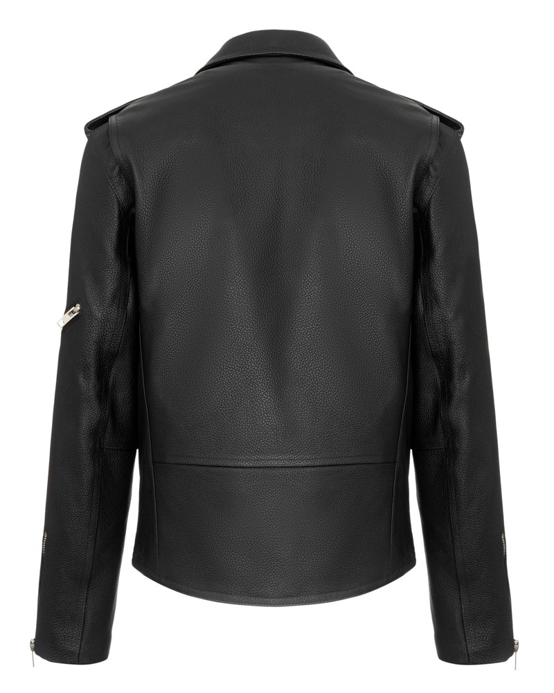 Ramoneska męska z klasycznym kołnierzem i zamkami na rękawach