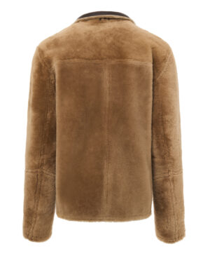 Brązowy kożuch męski dwustronny z naturalnej skóry i futrem