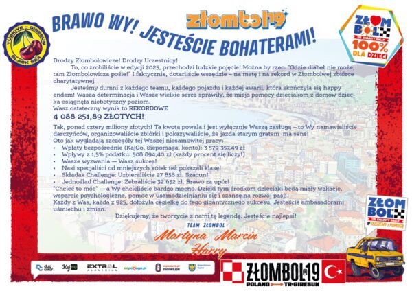 Złombol podziękowania